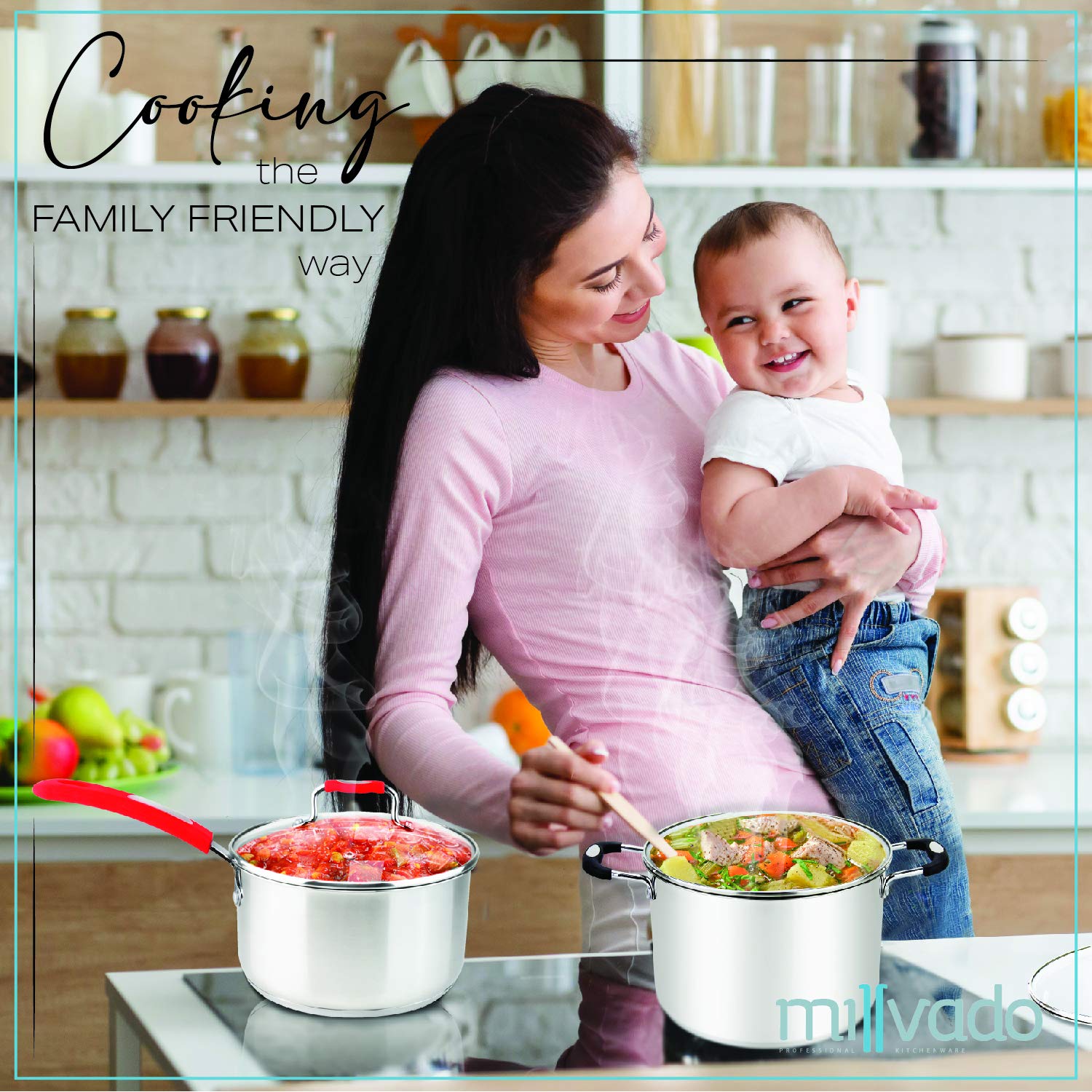 Premium 12.6 Quart Stainless Steel Dutch Oven - Induction Compatible Casserole Pot for Soup, Pasta, Braising & Slow Cooking - Urban Collection Mirrored Finish Round Pot - Perfect for Family Dinners & Camping Meals