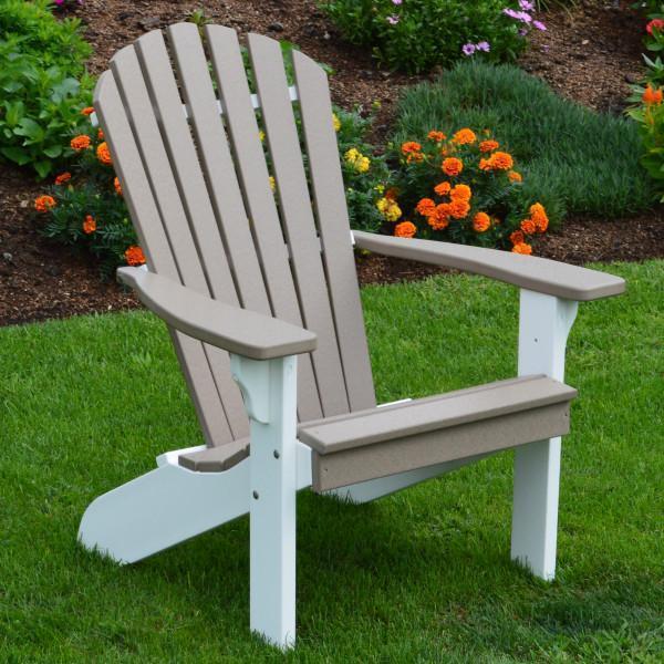 A&L Furniture Poly Fanback Adirondack Chair with White Frame - Durable Outdoor Patio Furniture for Garden, Poolside & Backyard Relaxation