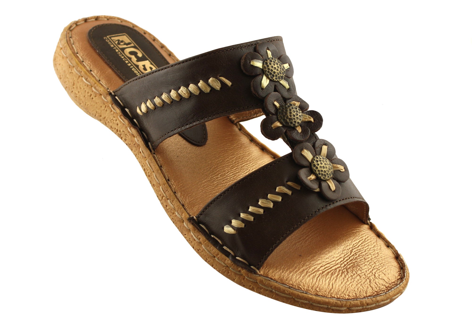 Country Jacks C391 Women's Comfort Sandals - Italian Made Leather Summer Sandals for Walking, Travel & Beach Vacations