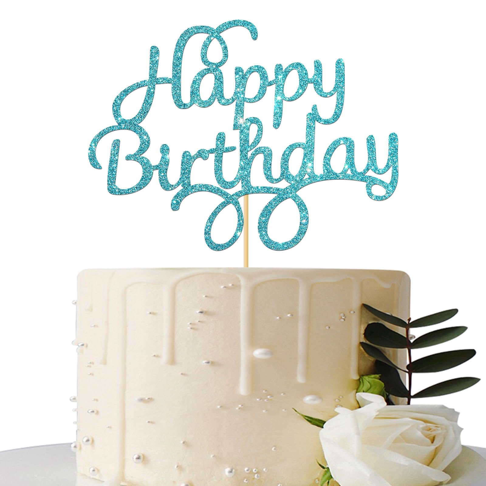 Blue Glitter Happy Birthday Cake Topper - Premium Party Decor for Birthday Cakes, Cupcakes & Desserts | Perfect for Birthday Parties, Baby Showers & Celebrations