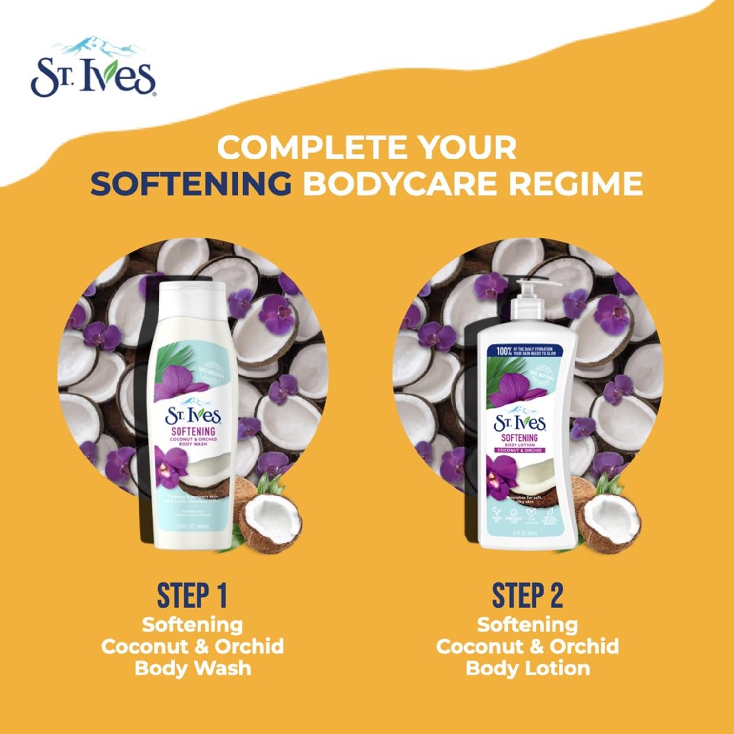 St. Ives Coconut & Orchid Extract Softening Body Lotion - 21 oz Moisturizing Lotion for Dry Skin - Perfect for Daily Hydration & Post-Shower Use
