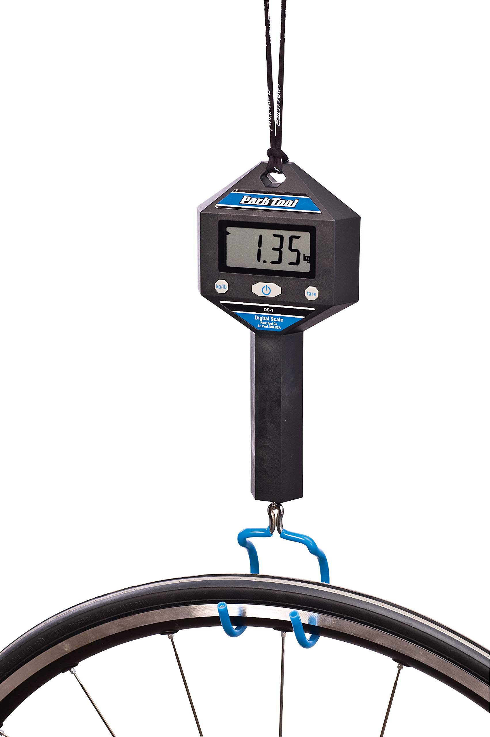 Park Tool DS-1 Digital Scale - Precision Digital Hanging Scale for Bicycle Maintenance, Cycling Gear & Workshop Tools (0.1g Accuracy, 11lb Capacity) - Perfect for Weighing Bike Parts, Components & Luggage