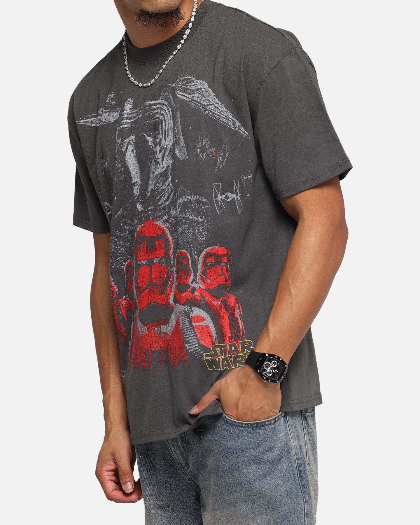 73 Studio Star Wars Order 66 Vintage T-Shirt - Black Wash Distressed Style - Perfect for Cosplay, Comic Con & Star Wars Fans
