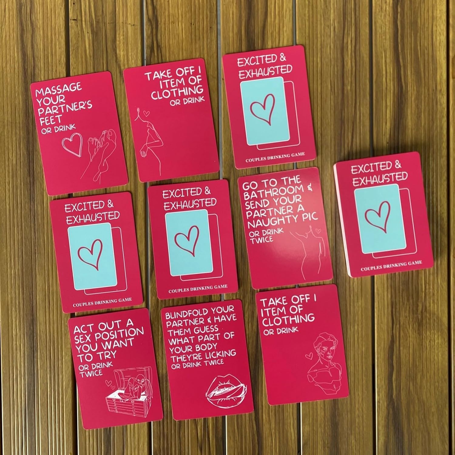 Excited & Exhausted - Fun Couples Drinking Game for Adults | Perfect for Date Nights, Parties & Romantic Getaways