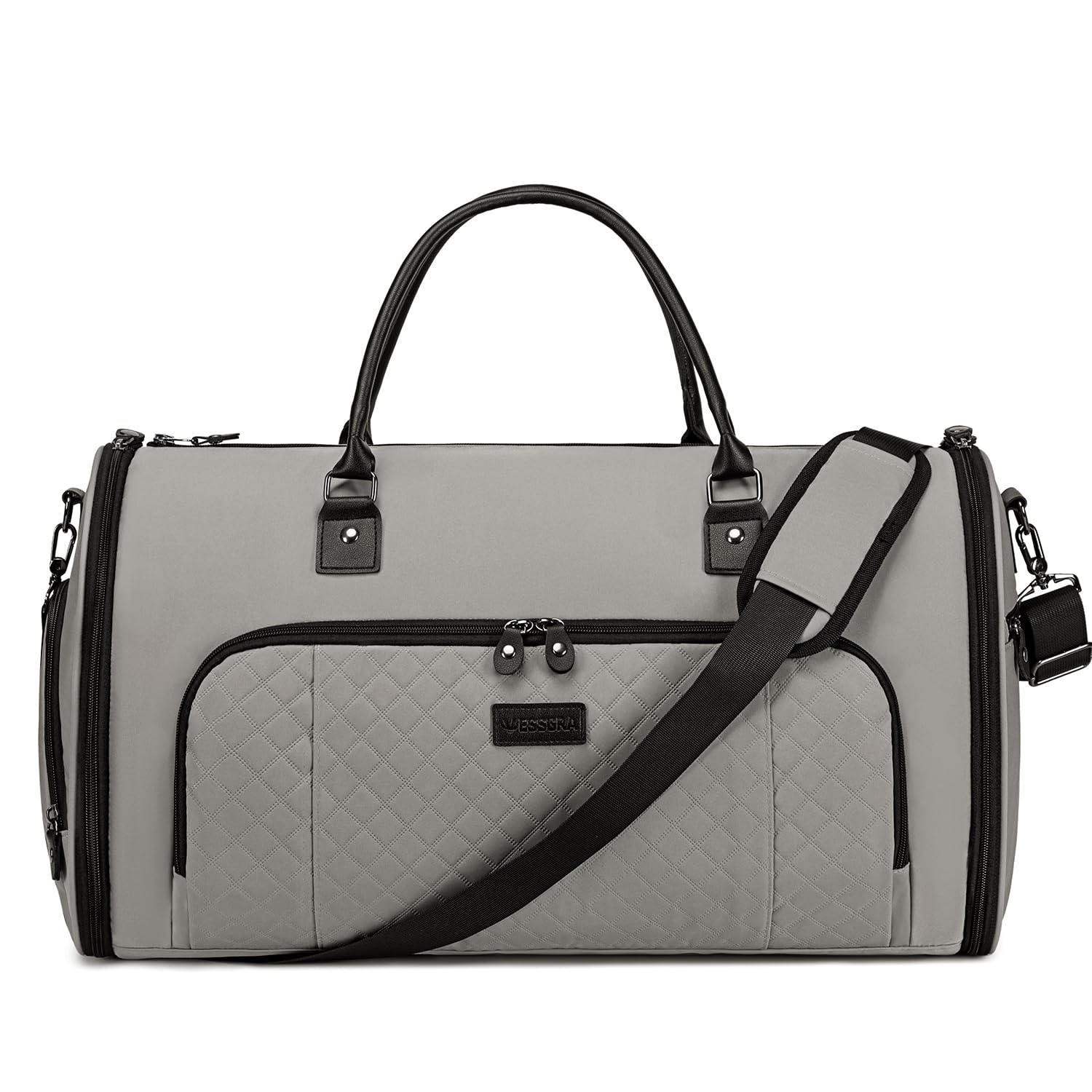 Convertible Travel Garment Bag for Women - 2-in-1 Carry On Duffle with Shoe Compartment & Detachable Shoulder Strap (Grey) | Perfect for Business Trips, Weddings & Airplane Travel