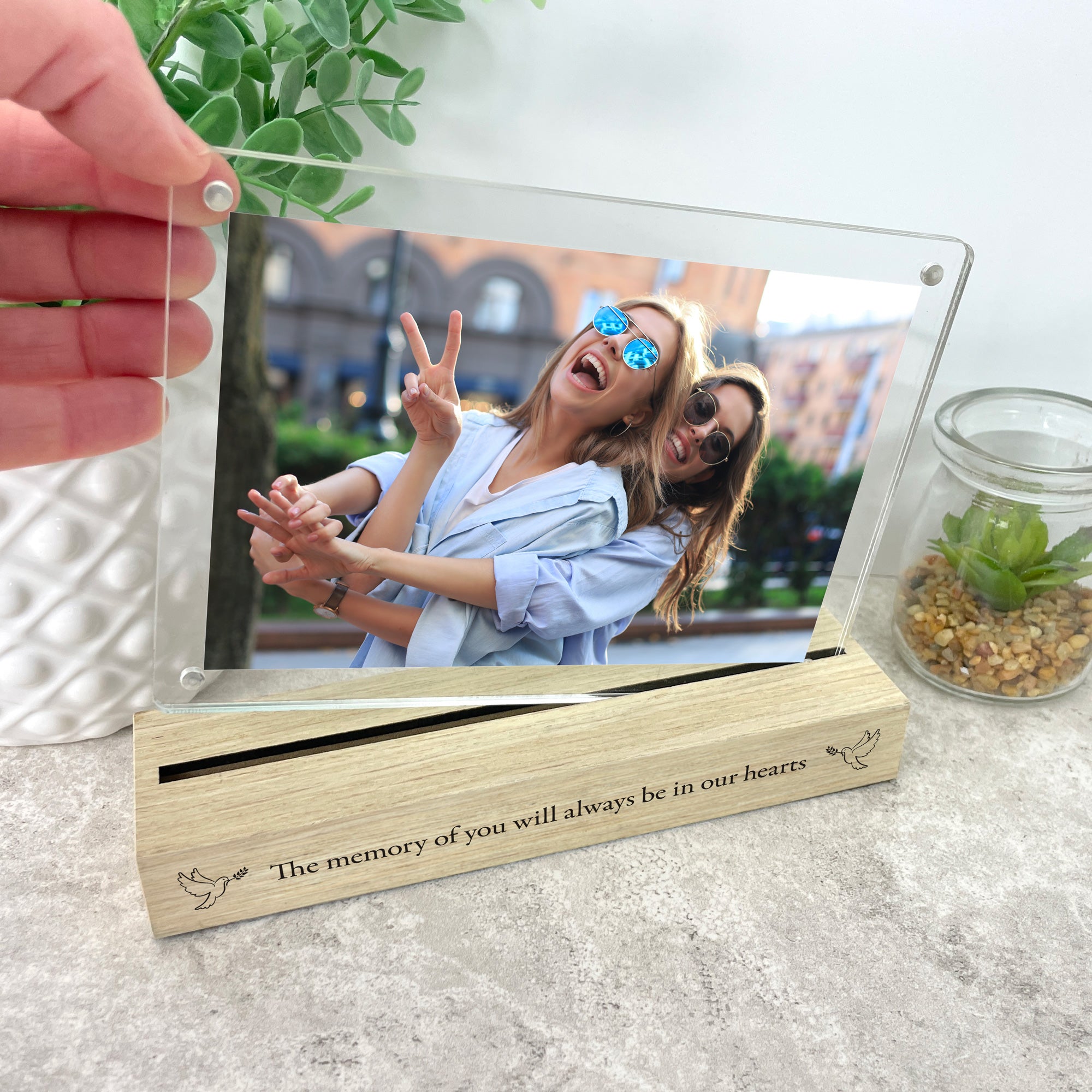 Personalized Memorial Doves Wooden Base 6x4 Photo Frame - Cherished Keepsake for Loved Ones, Perfect for Home Decor, Sympathy Gifts & Memorial Displays