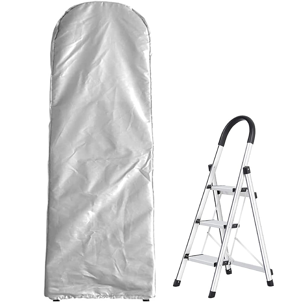 **Dustproof Folding Ladder Cover for Indoor & Outdoor Use - Silver Storage Bag Protector for Patio, Garden, Household Step Ladder & Furniture - Waterproof & Durable Dust Cover**    *(Perfect for protecting folding ladders, patio furniture, and garden tools from dust, rain, and UV damage.)*