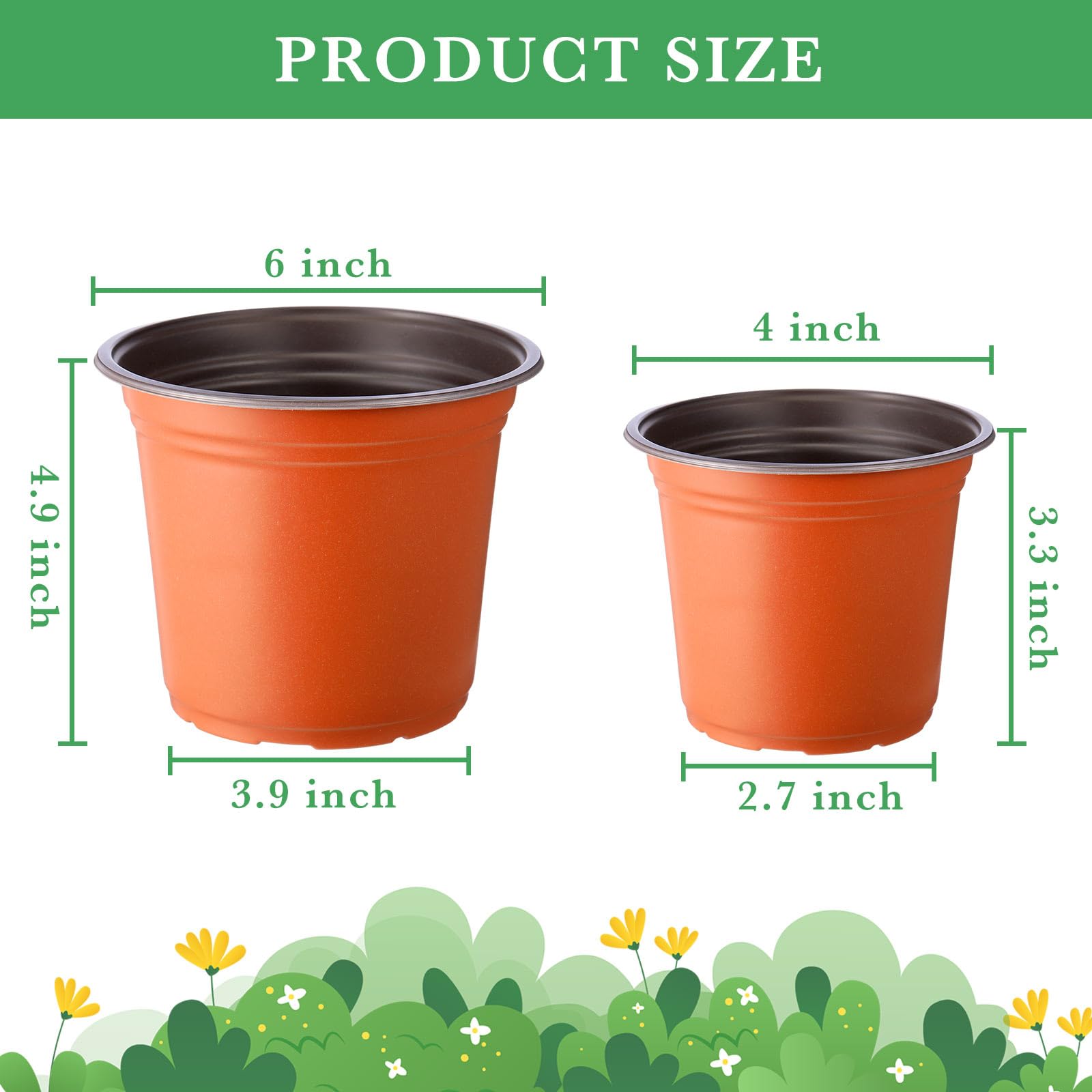 1500 Pcs 4 Inch Plastic Nursery Pots Bulk - Seed Starting Pots with Drainage Holes, Indoor/Outdoor Planters for Flowers, Herbs & Vegetables - Perfect for Gardening, Transplanting & Home Planting Supplies (Classic)