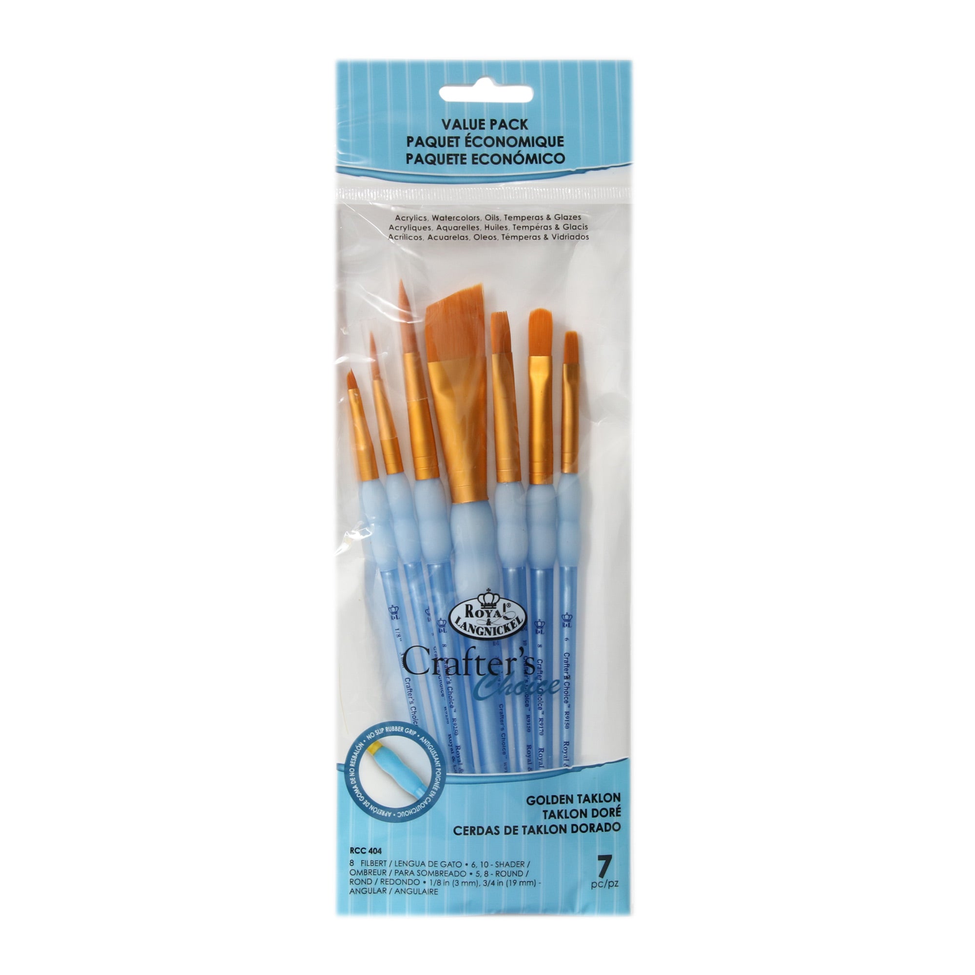 7 Pack Gold Taklon Angular Paint Brushes for Acrylic, Oil & Watercolor Painting - Professional Artist Brush Set for Canvas, Wood & Fabric Art Projects