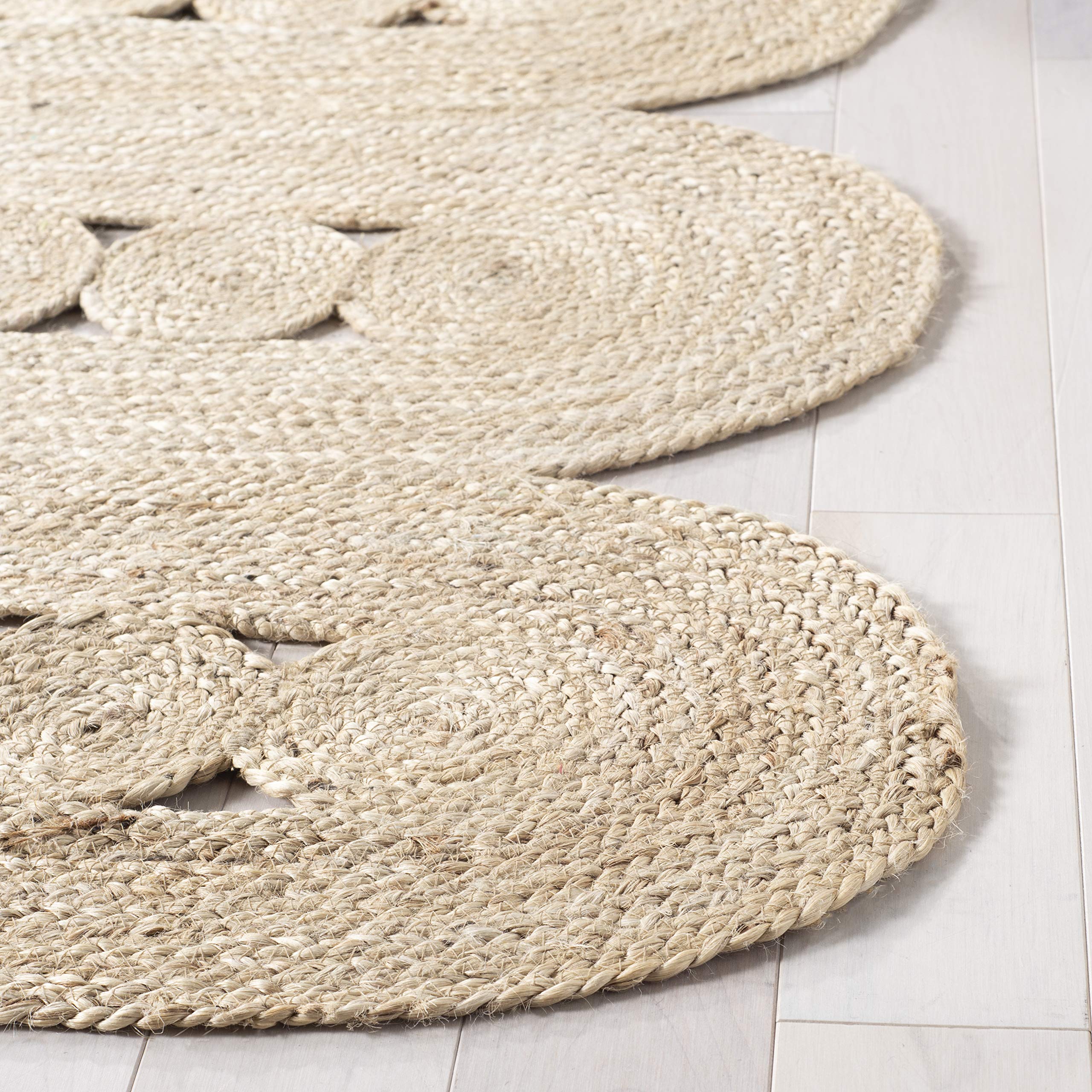 SAFAVIEH Natural Fiber Handmade Braided Jute Area Rug - 6' x 9' Farmhouse Woven Rug in Ivory, Perfect for High Traffic Living Room, Bedroom & Entryway (NF365A) | Cozy Home Decor, Boho Chic Style, Durable Floor Mat for Family Spaces