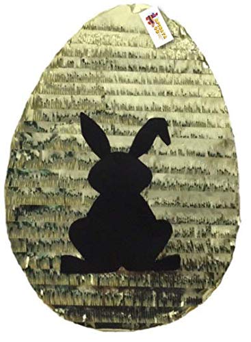 APINATA4U 2-D Gold Easter Egg Pinata With Black Shadow Bunny - Easter Party Decorations, Kids Birthday Party Supplies, Spring Celebration Game for Egg Hunt & Festive Gatherings