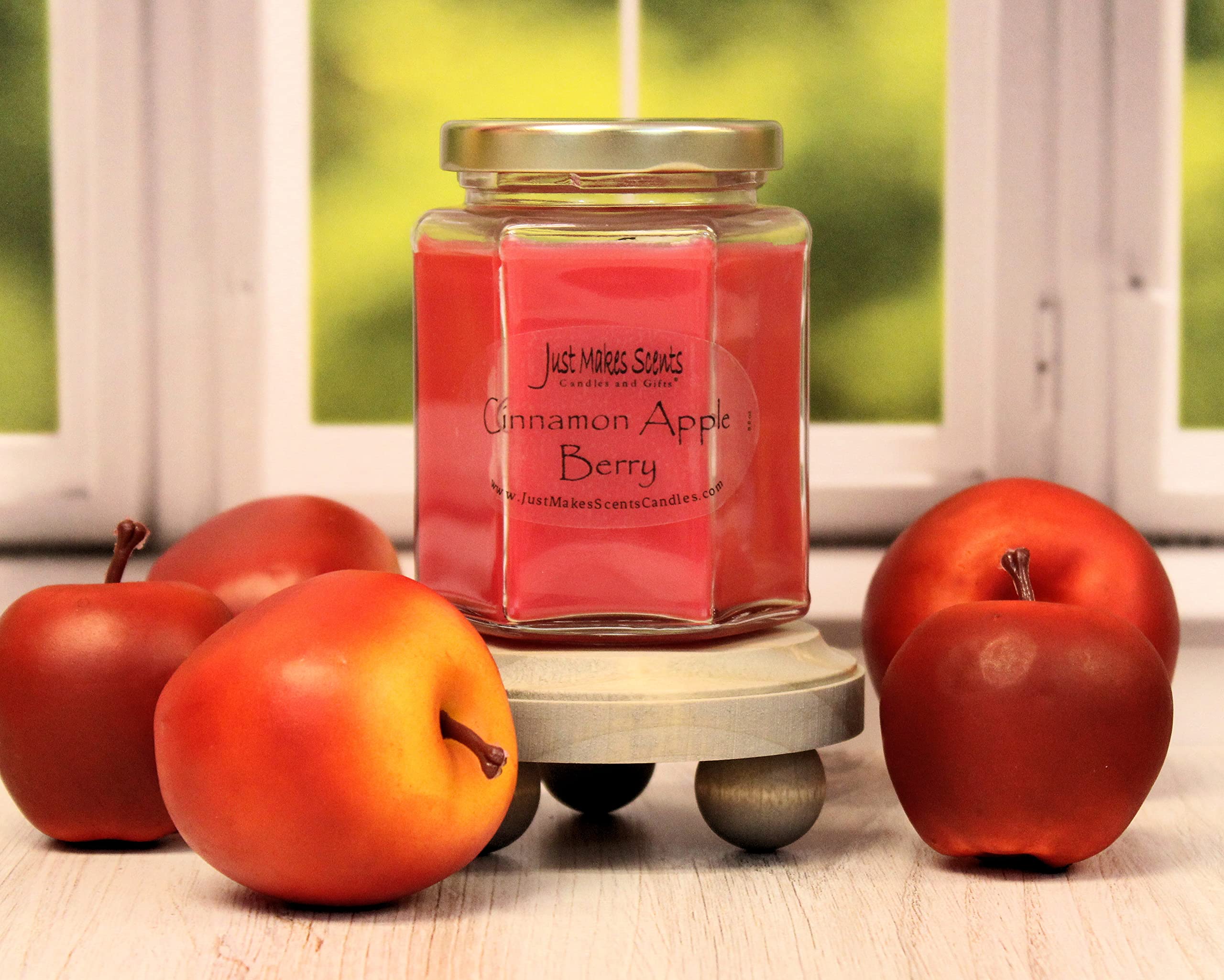 3 Pack - Cinnamon Apple Berry Scented Candles | Natural Soy Wax, Hand Poured in USA | Fall & Winter Home Decor, Cozy Aromatherapy for Living Room, Bedroom & Office