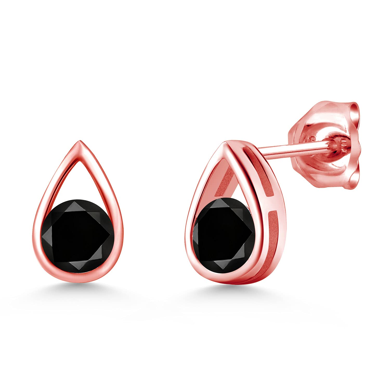 Gem Stone King Teardrop Stud Earrings for Women & Men - 18K Rose Gold Plated Sterling Silver - 5mm Round Cut Birthstone Jewelry - Elegant Gift for Her, Mom, Wife - Perfect for Birthdays, Anniversaries & Special Occasions