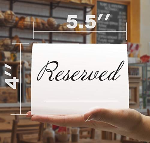 20 Pack Rustic Reserved Table Signs with Name Line - Elegant Wedding Seating Cards for Reserved Seating at Parties & Events - Perfect for Weddings, Banquets, and Special Occasions