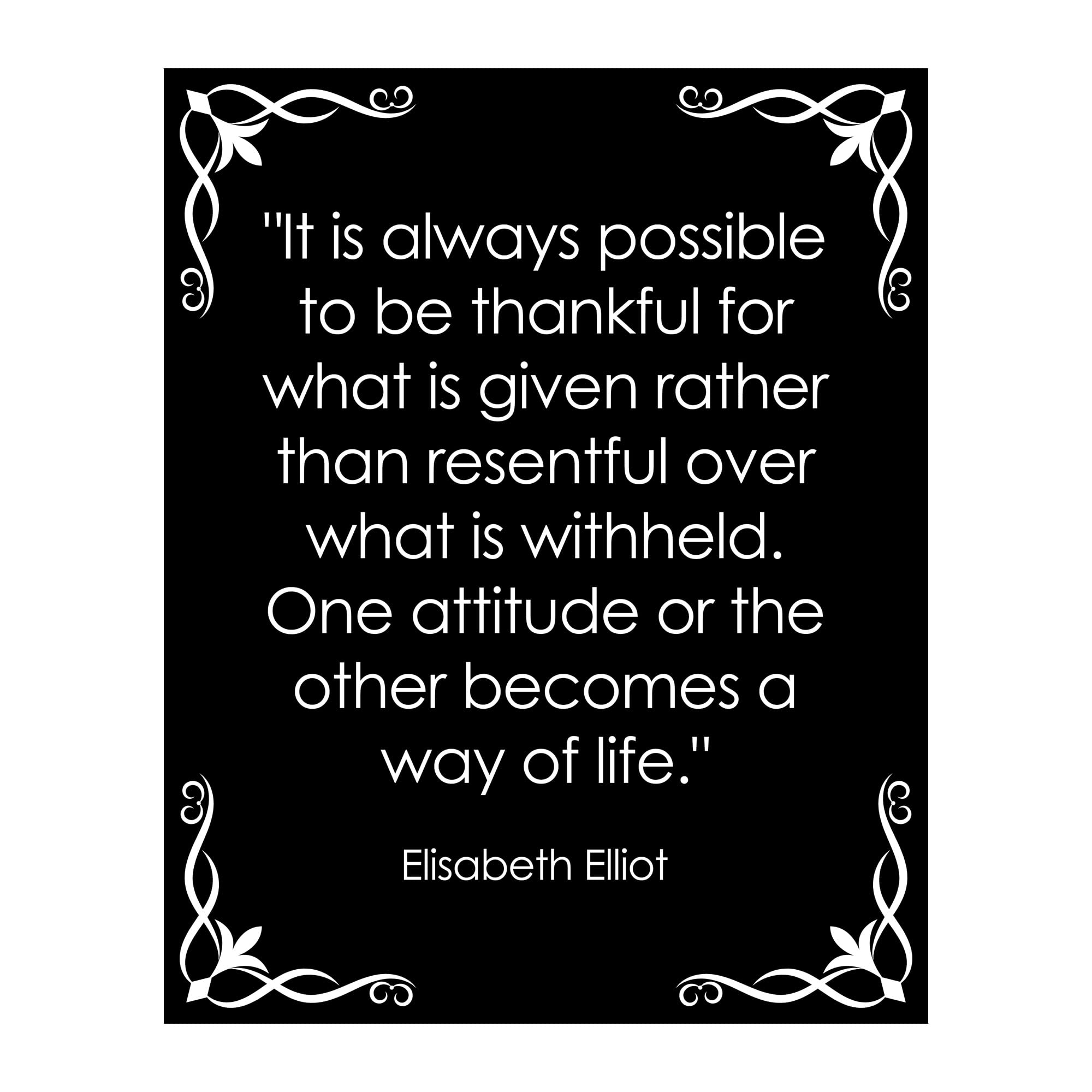 Christian Inspirational Wall Art Print - 'Be Thankful For What Is Given' by Elisabeth Elliot, Modern Motivational Decor for Living Room, Home, Office & Bedroom - 8x10 Unframed - Perfect for Faith-Based Home Decor & Gift Giving