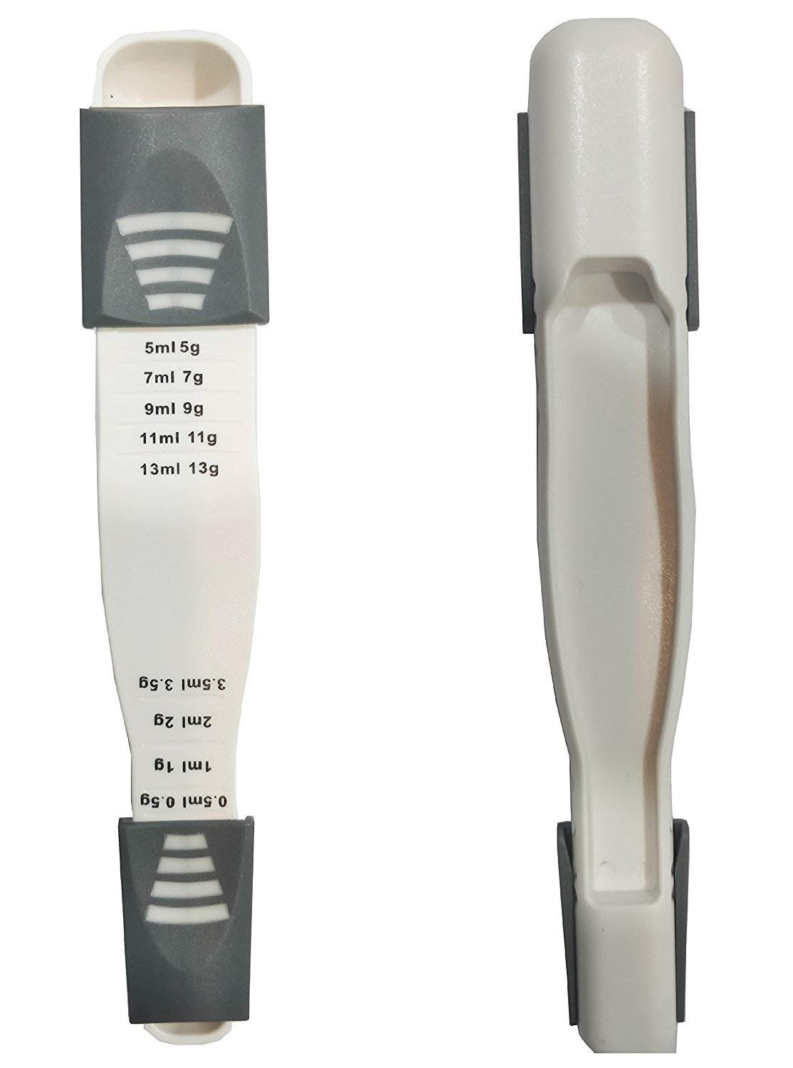 Double-End Plastic Measuring Spoon for Baking & Cooking - 1pc White/Green (Grams & ML) | Essential Kitchen Tool for Precise Measurements | Perfect for Home Bakers & Chefs