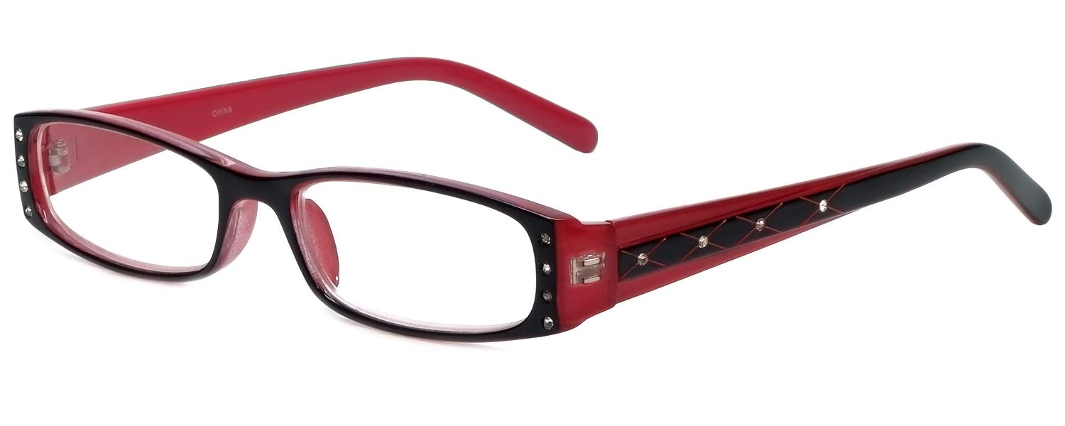 Calabria 836 Dazzle Reading Glasses for Women - Crystal Accent Readers with 2-Tone Design, Zero Distortion Lenses & Hard Case - Perfect for Reading, Computer Work, and Close-Up Tasks