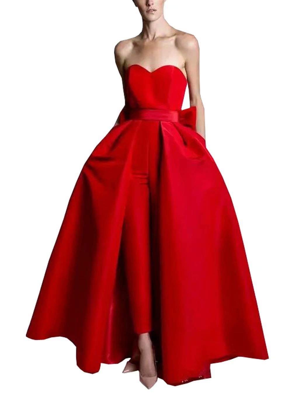 Elegant Women's Jumpsuit with Train - 2 Piece Formal Evening Dress Set for Wedding Guest, Prom & Special Occasions | Long Sleeve Party Outfit 2020 Collection
