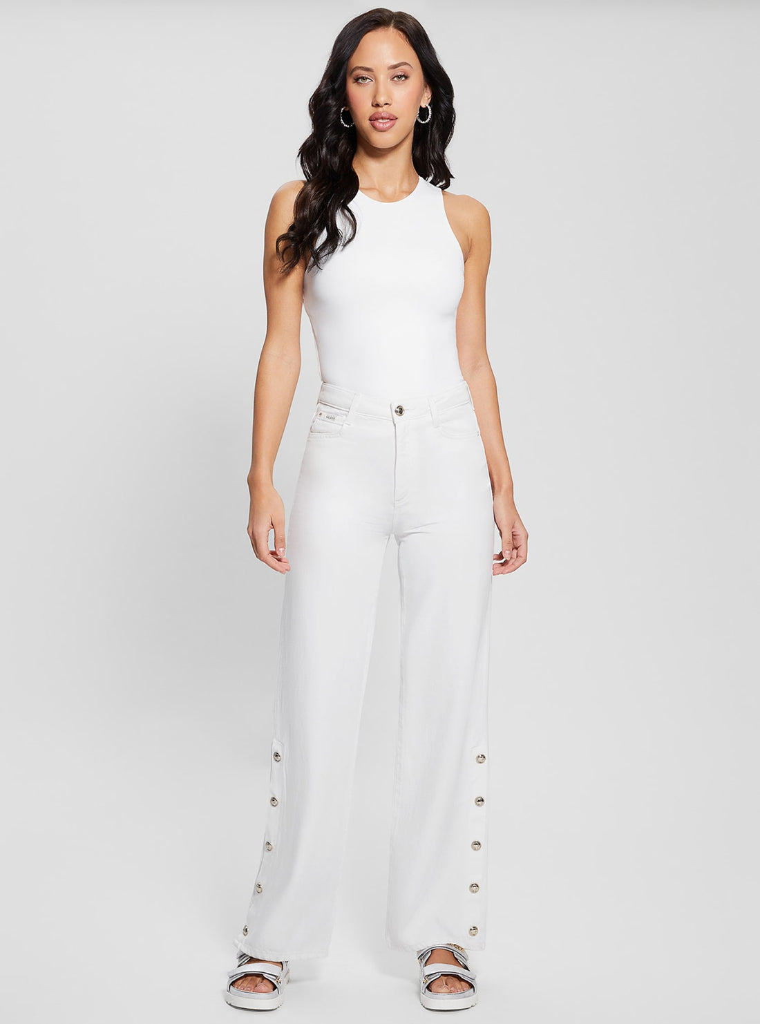 High Rise Wide Leg Denim Jeans for Women - Comfortable White Stretch Jeans with Paz Design | Perfect for Casual Wear, Office Outfits & Street Style Fashion