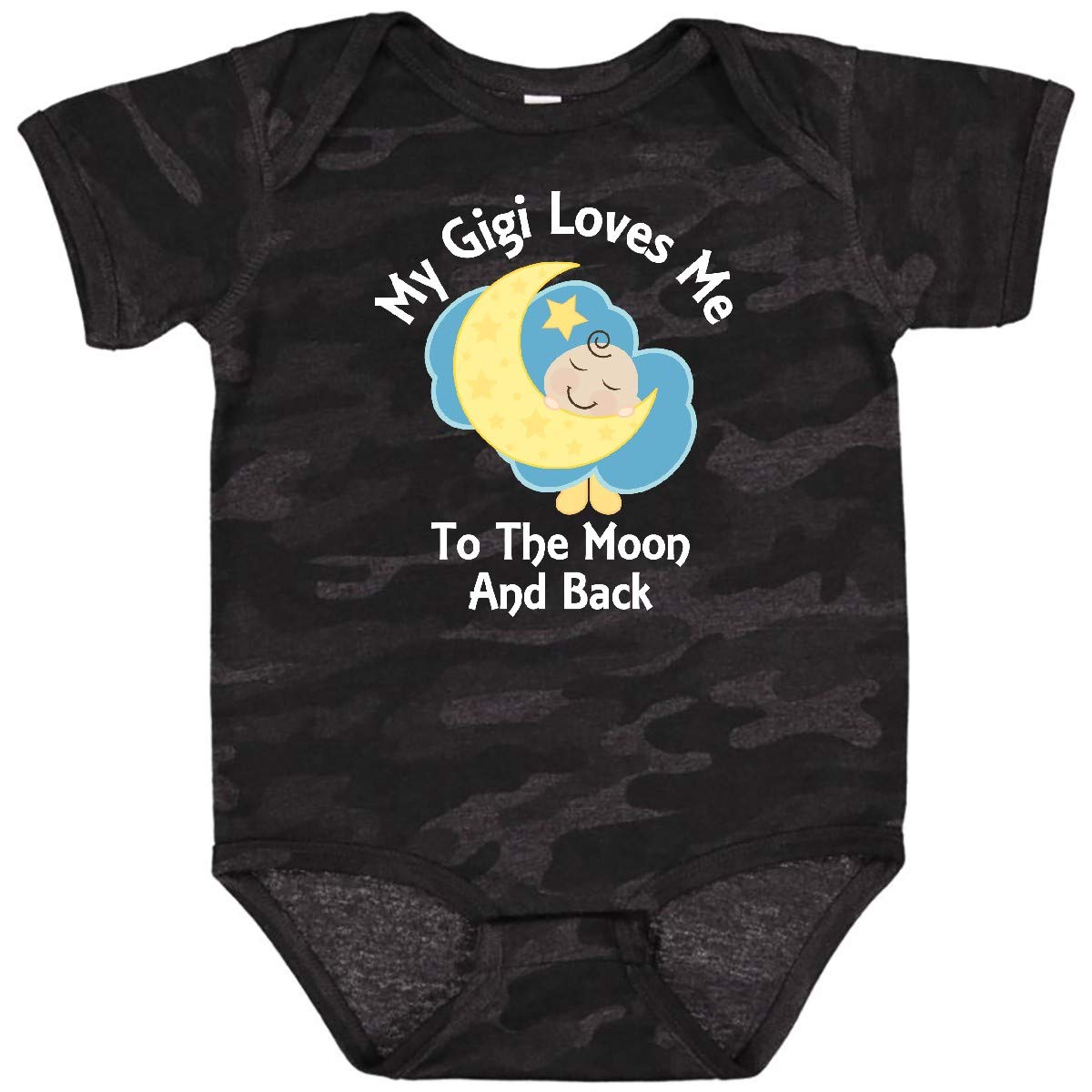 Inktastic Gigi Loves Me To The Moon And Back Baby Bodysuit - Soft Cotton Infant Onesie for Newborns & Toddlers - Perfect for Family Photos, Baby Showers & Everyday Wear
