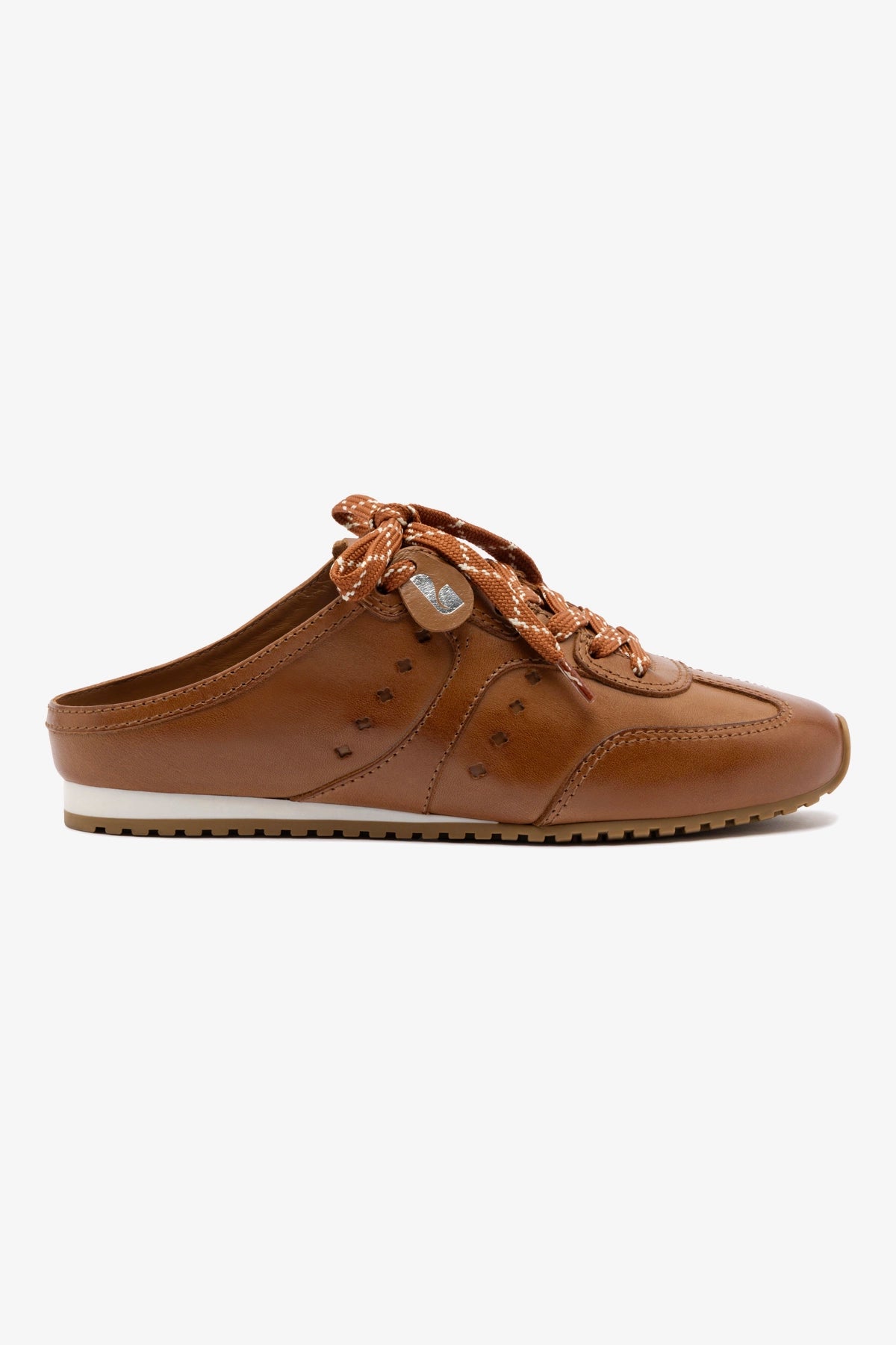 Stella Women's Caramel Leather Sneaker Mules - Slip On Comfortable Loafers for Casual Wear, Walking, and Errands