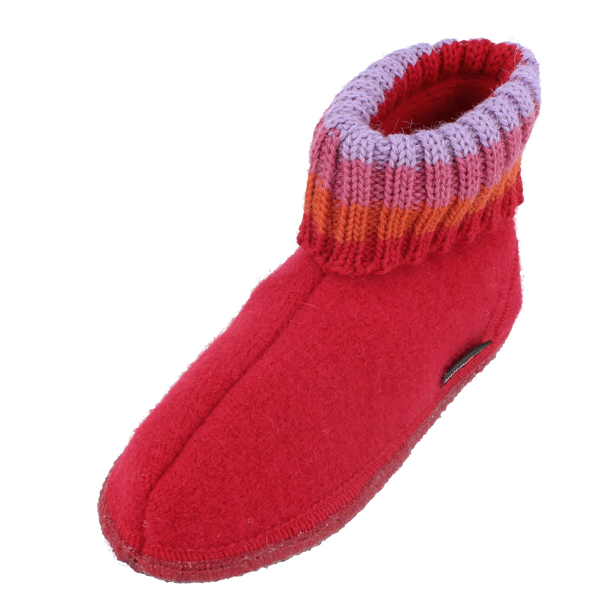 HAFLINGER 631051 Paul Wool Slippers for Men & Women - Cozy Indoor House Shoes, Arch Support, Non-Slip Sole - Brick Red (Size 50) - Perfect for Home, Office & Relaxation