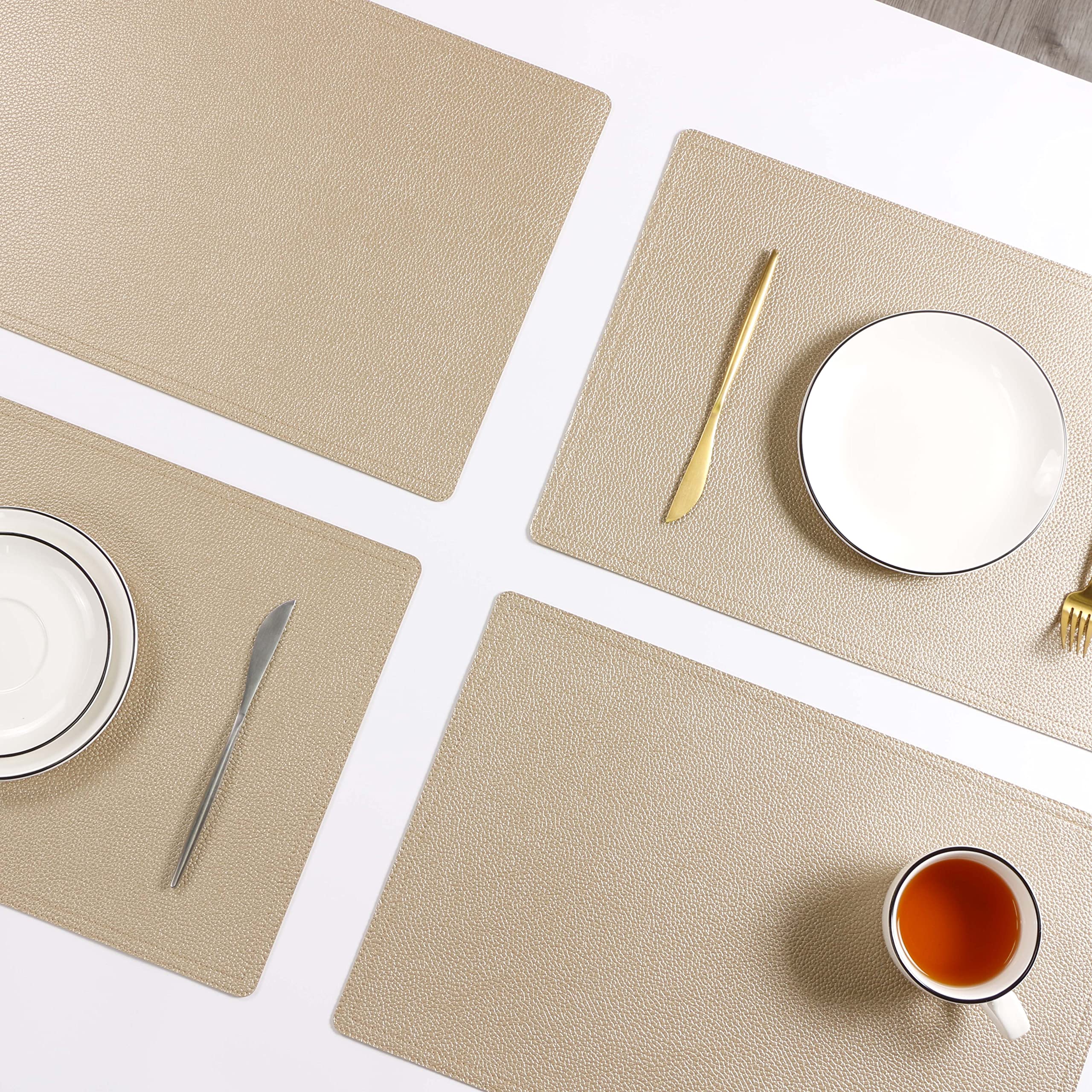 8-Piece Faux Leather Placemats Set - Waterproof, Stain & Heat Resistant PU Table Mats - Easy to Clean for Kitchen, Dining & Conference Tables - Perfect for Daily Meals, Dinner Parties & Office Meetings