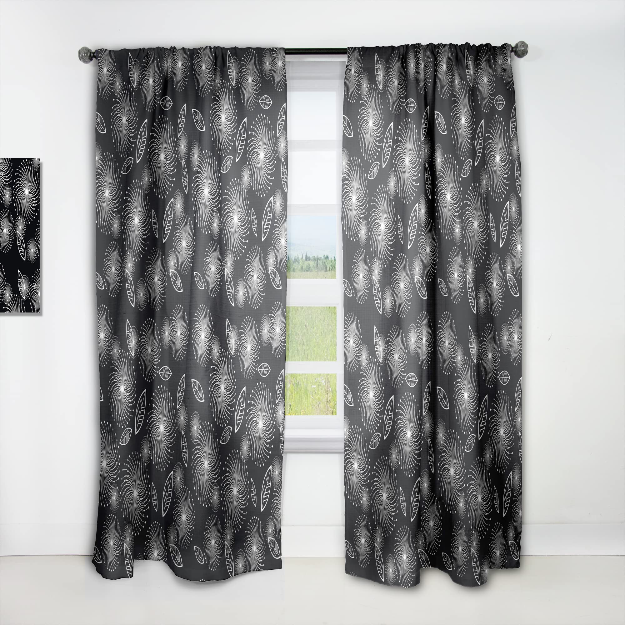DesignQ Retro Floral Print Thermal Insulated Curtain Panel - 52x108 Inches - Blackout Drapes for Bedroom & Living Room - Vintage Style Home Decor for Windows, Perfect for Privacy & Light Control