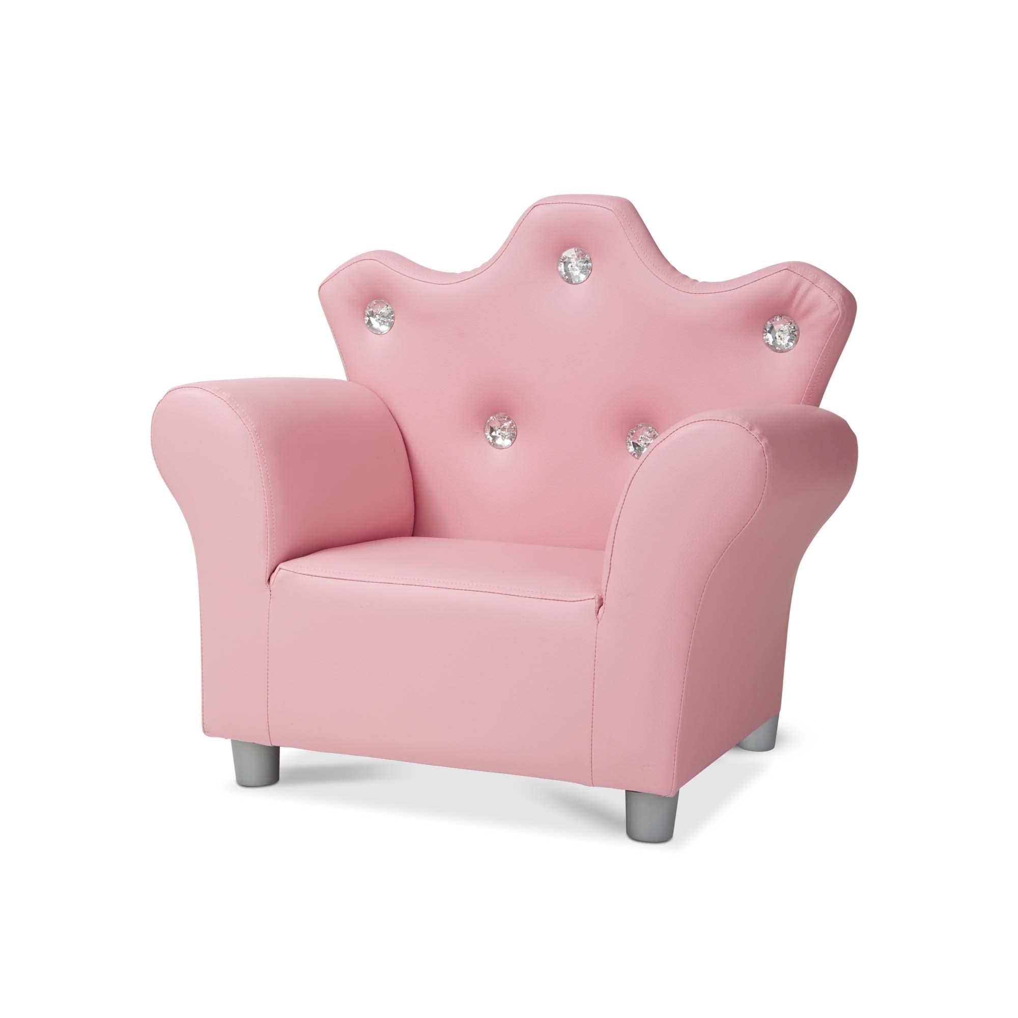 Melissa & Doug Pink Faux Leather Child’s Crown-Back Armchair - Princess Chair for Toddlers & Kids | Durable Children's Furniture for Bedroom, Playroom & Nursery Decor