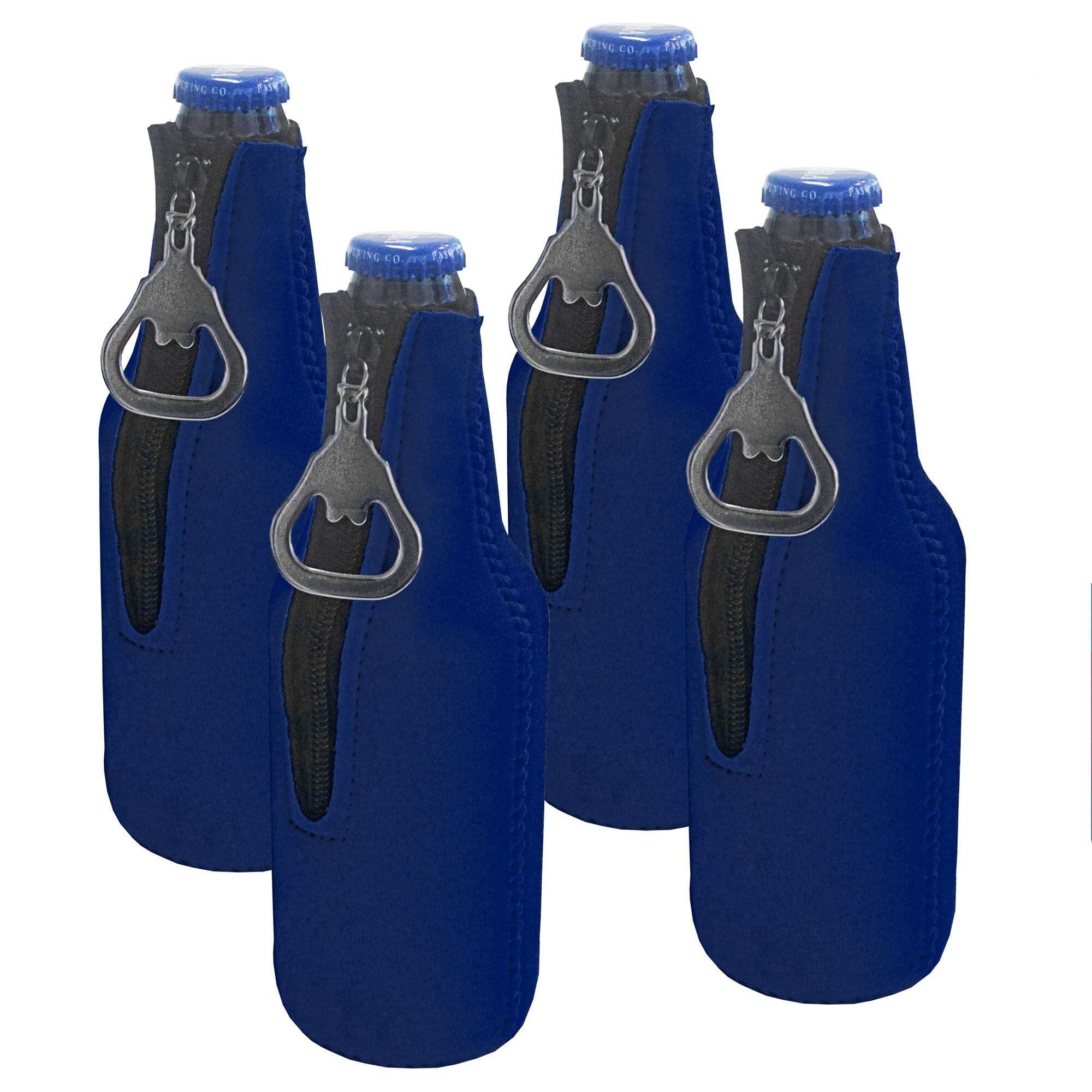 Insulated Beer Bottle Cooler Sleeve with Zipper & Built-in Bottle Opener - Keep Drinks Cold for Hours - Perfect for BBQs, Camping & Beach Parties