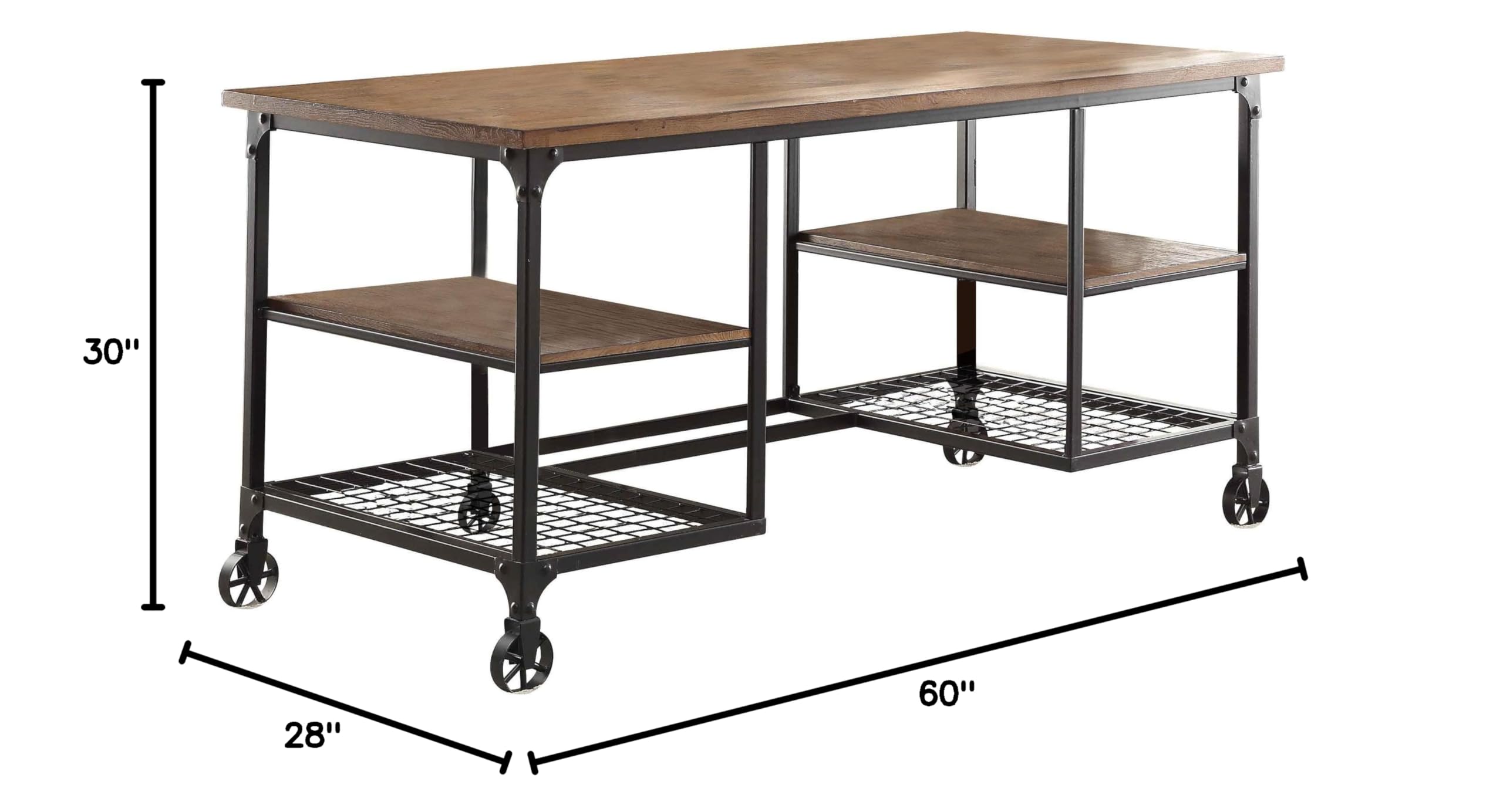 HOMELEGANCE Modern Wood and Metal Writing Desk - Brown/Black Finish, Home Office Desk for Small Spaces, Study & Workstation