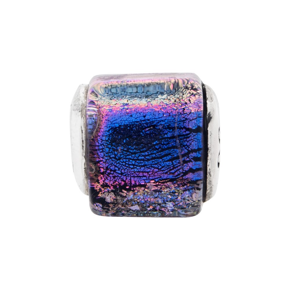 Premium Sterling Silver Purple Dichroic Glass Square Beads for Jewelry Making - Perfect for Necklaces, Bracelets & DIY Craft Projects
