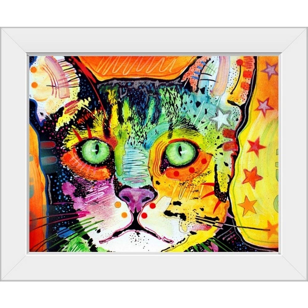Elegant White Framed Cat Art Print - Minimalist Cat Artwork for Home & Office Decor - Perfect for Living Room, Bedroom, or Gift