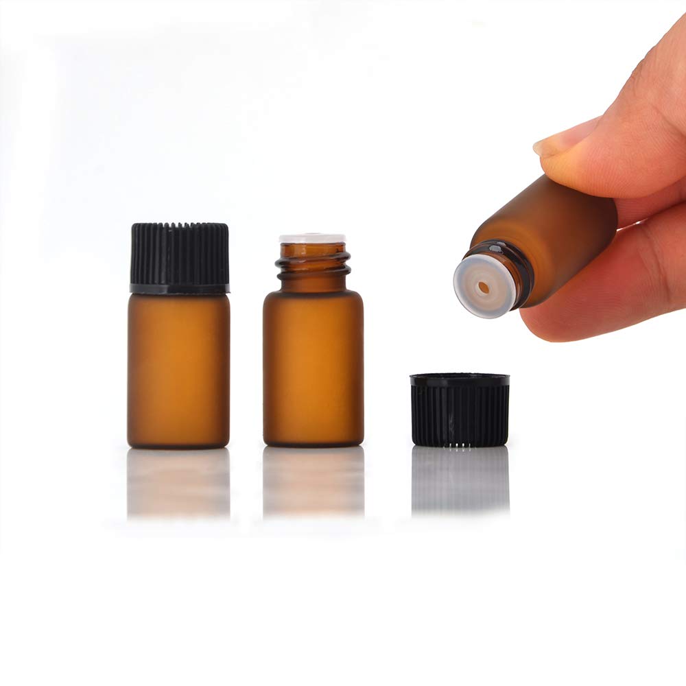 Enslz 50Pcs 3ml Mini Amber Glass Essential Oil Bottles - Refillable Empty Perfume Sample Bottles with Dropper for DIY Aromatherapy, Travel & Gifts