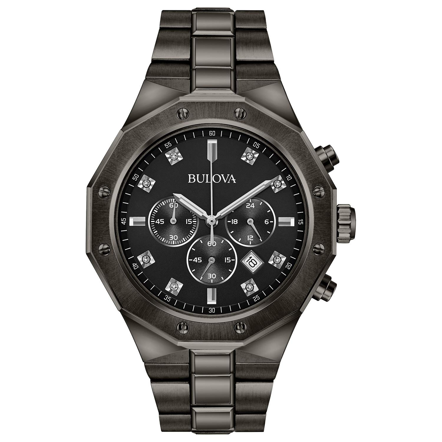 Bulova Men's Classic Diamond Chronograph Quartz Watch - 6-Hand, Date Calendar, Luminous Markers, 100M Water Resistant, 44mm Stainless Steel Case - Perfect for Business, Formal Events & Luxury Gifts