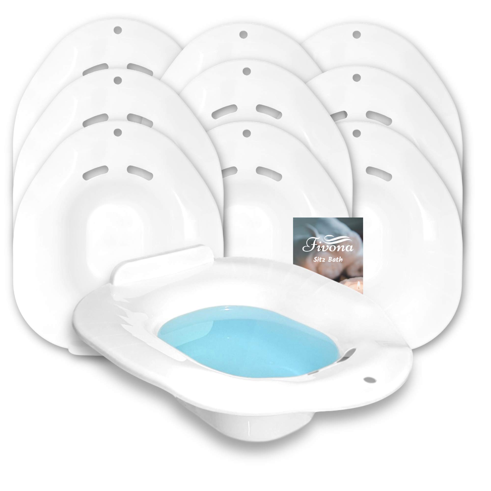 10-Pack Sitz Bath Toilet Seat for Hemorrhoids Relief & Postpartum Care | Universal Fit V Steam Seat for Men & Women by Fivona | Perfect for Home Recovery, Spa Therapy & Feminine Hygiene