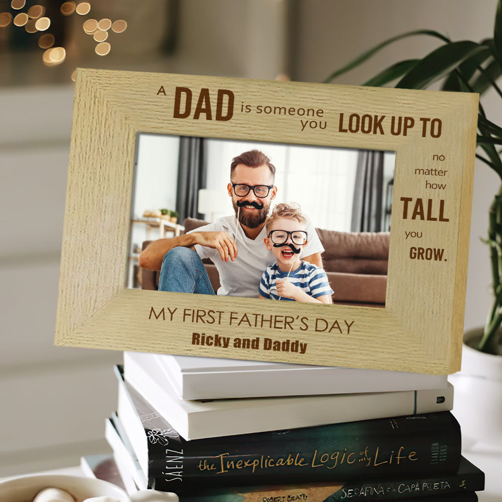 Personalized Wood Photo Frame with Custom Name - Unique Father's Day Gift for Dad - Perfect for Home Decor, Office Display & Special Occasions
