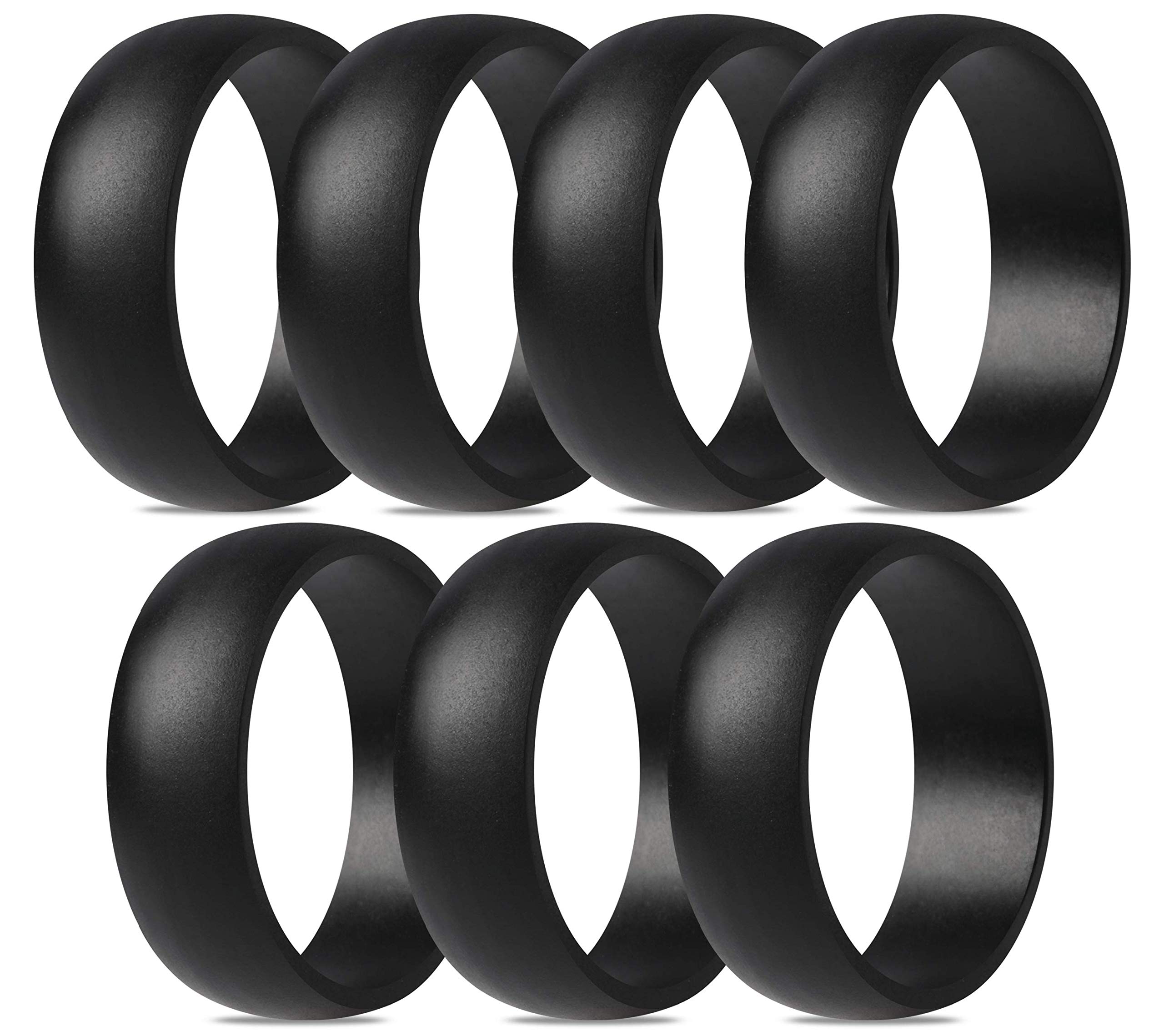 Thunderfit Men's Silicone Wedding Bands - Classic & Striped Style Comfort Rings (1/4/7 Pack) - 8.7mm Wide, 2.5mm Thick - Perfect for Gym, Swimming, Travel & Outdoor Activities