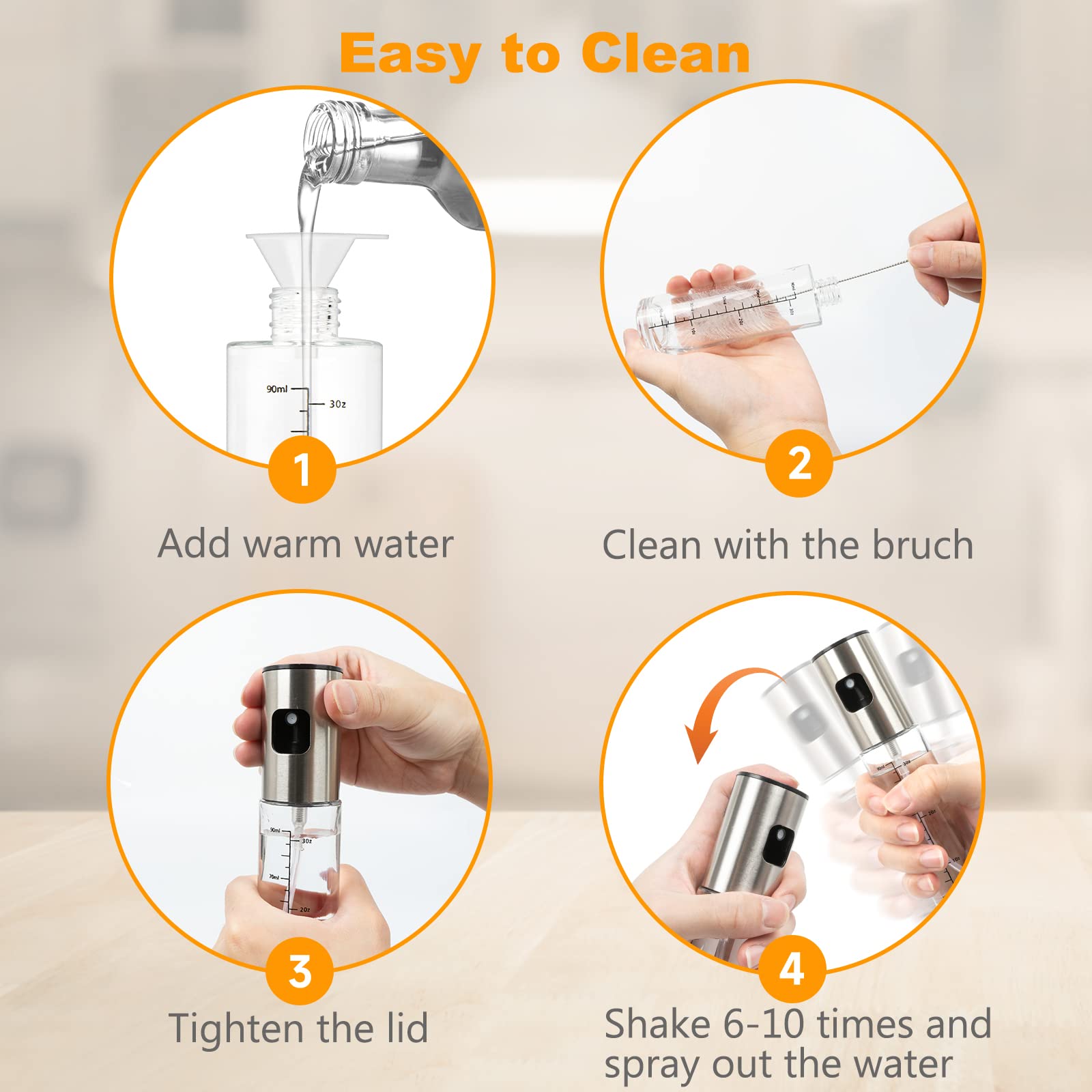 Premium 100ml Glass Oil Sprayer for Cooking - Olive Oil Mister & Canola Oil Spritzer | Kitchen Gadget for Air Fryer, Salad Making, Frying & BBQ | BPA-Free Oil Spray Bottle for Healthy Cooking & Meal Prep