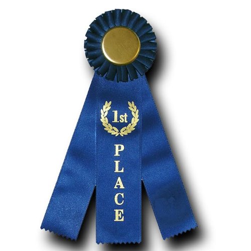1st Place Rosette Award Ribbon with 3 Blue Streamers - Perfect for Competitions, Ceremonies & School Events