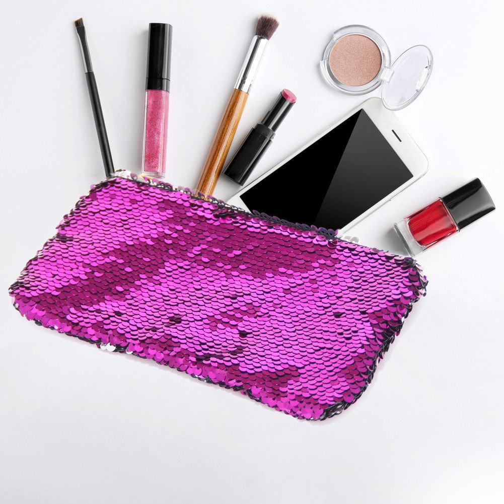 BOXO Mermaid Makeup Pouch for Women & Girls - Waterproof Cosmetic Bag, Travel Toiletry Organizer (Pink, 1 Pack) - Perfect for Beach Trips, Gym Essentials & Daily Makeup Storage