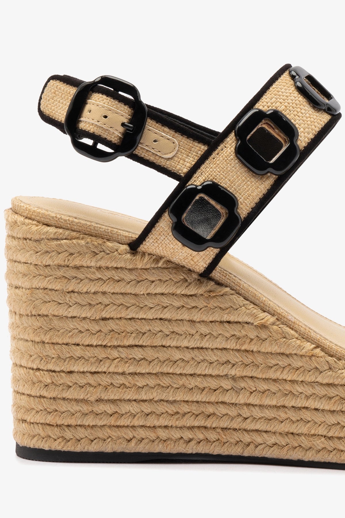 Milan Espadrille Women's Beige Raffia Sandals with Black Trimming - Comfortable Summer Casual Shoes for Beach, Vacation & Everyday Wear
