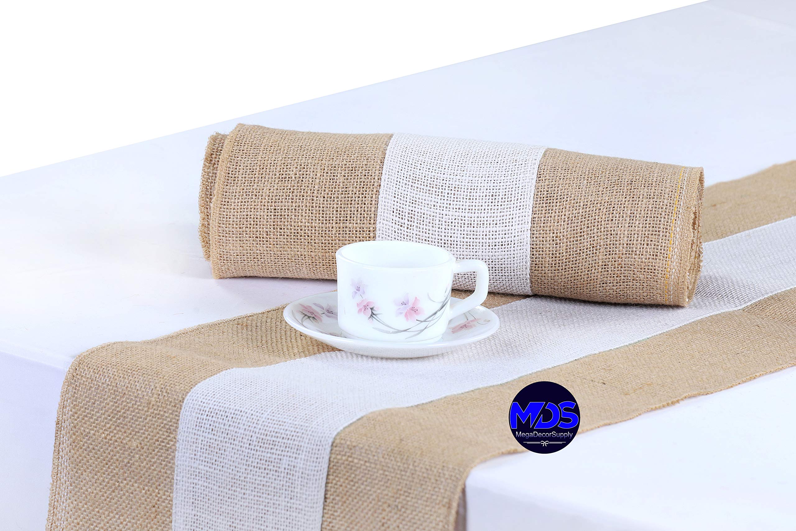 15-Pack Natural Jute Burlap Table Runners 12x108 Inch - Rustic Vintage Wedding Decor for Banquet, Party & Farmhouse Dining Table Decoration