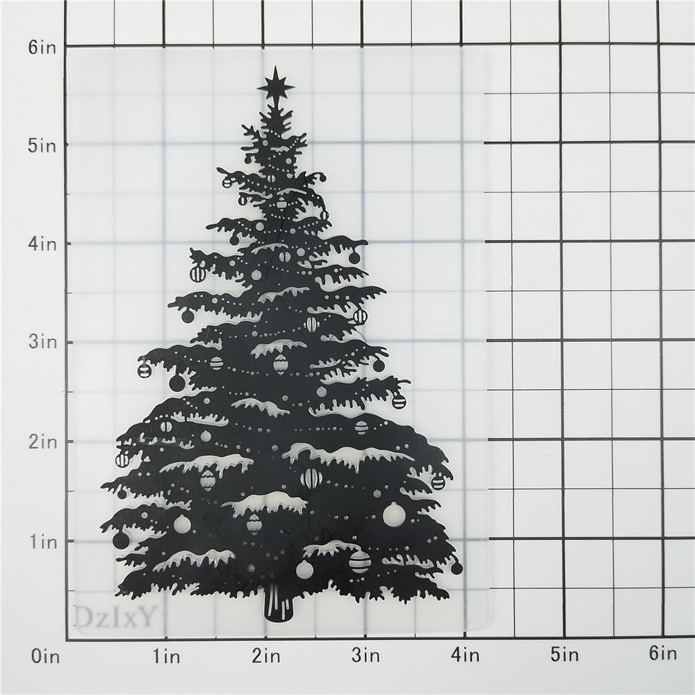 Christmas Tree Plastic Embossing Folders for Card Making - DIY 3D Scrapbooking Stencils & Craft Templates - Perfect for Holiday Cards, Albums, and Paper Decorations