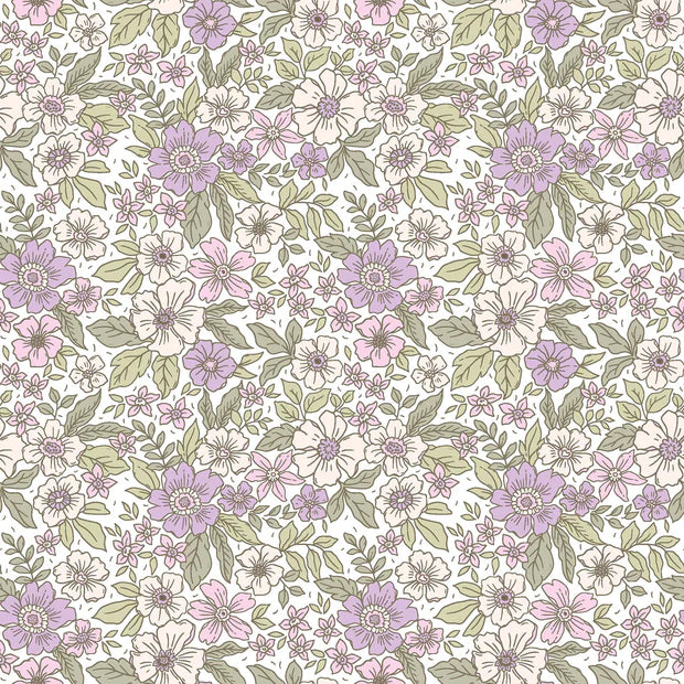 Premium Cotton Poplin Fabric with Floral Lilac Print - Perfect for Dresses, Blouses & DIY Sewing Projects