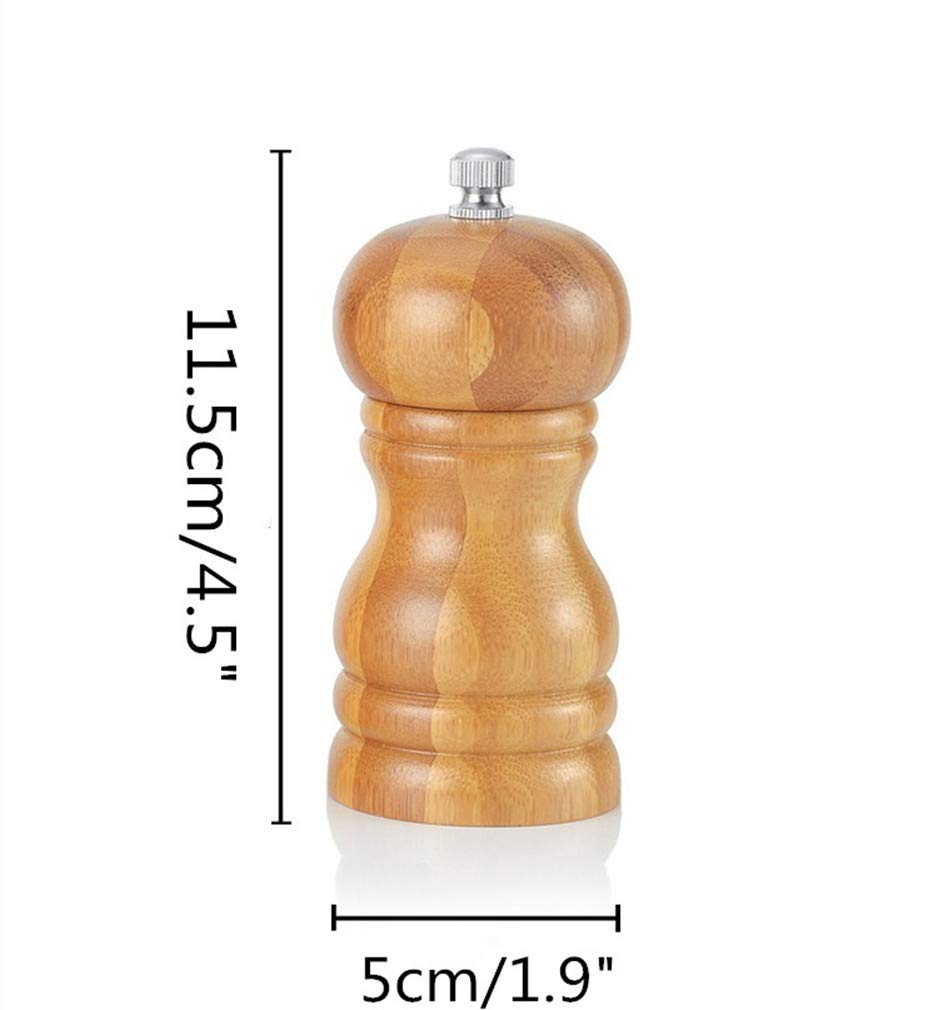 Premium Wooden Salt and Pepper Grinder Set - 4 Inch (11.5cm) Adjustable Ceramic Mill with Coarse to Fine Grind Settings - Perfect for Kitchen, Dining Table & Gourmet Cooking