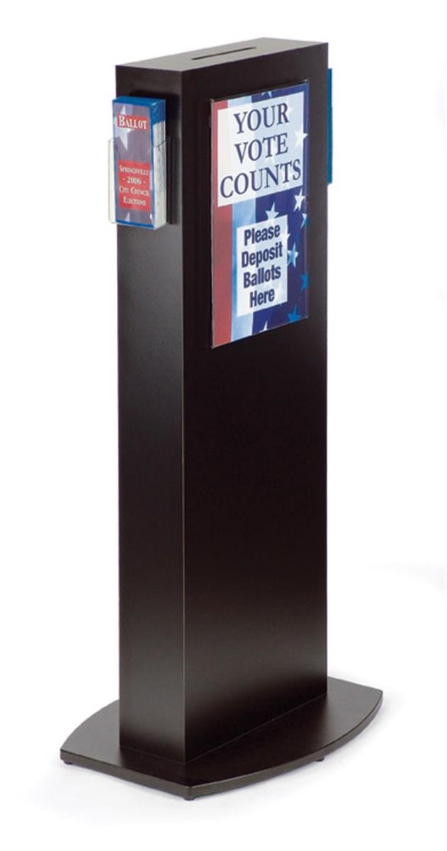 Black Floor-Standing Suggestion Box & Donation Box with 2 Acrylic Sign Holders (11x17 inches) and Brochure Pockets - Perfect for Offices, Schools, and Public Spaces
