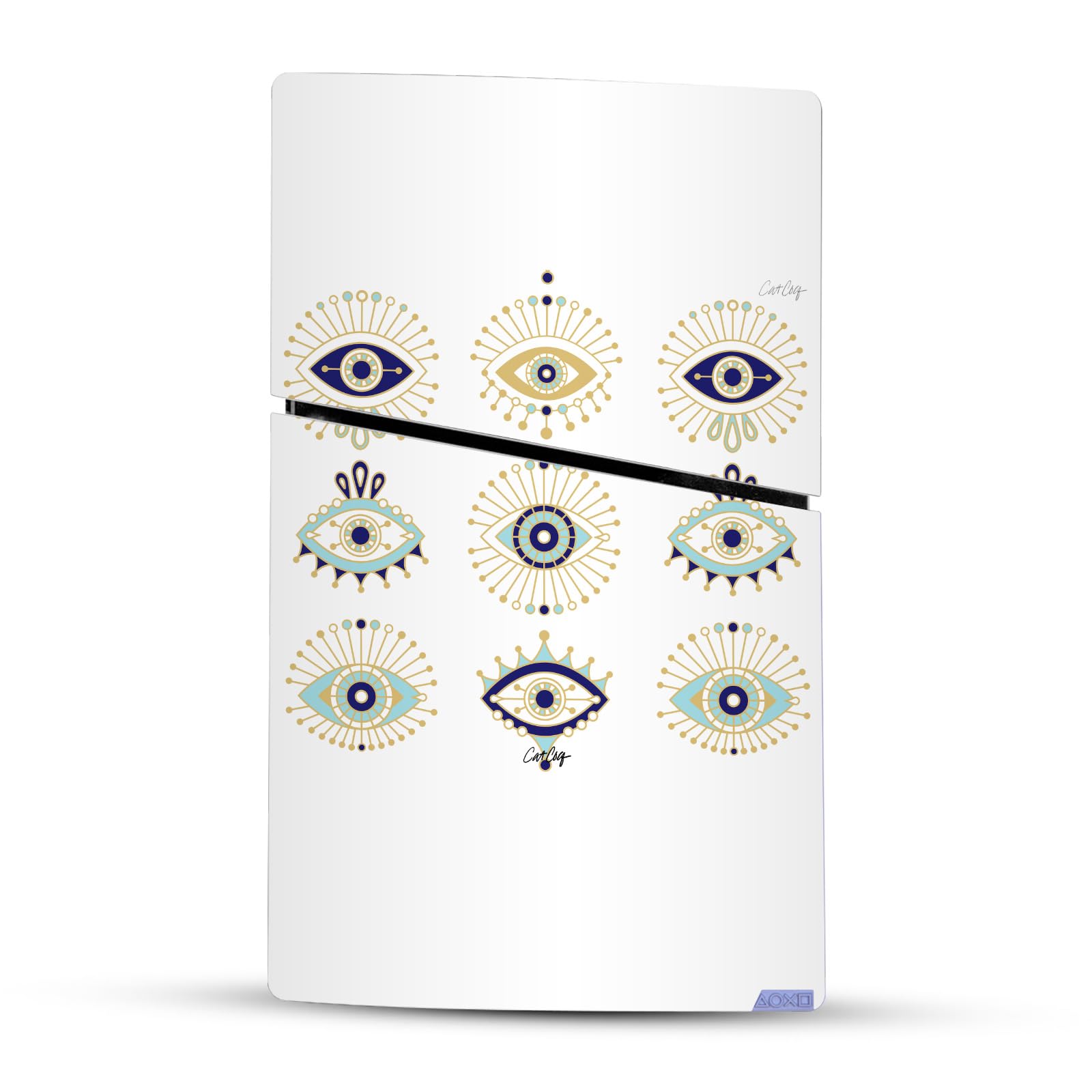 Official Cat Coquillette Blue Gold Mix Art Vinyl Sticker Skin Compatible with Sony PlayStation 5 PS5 Slim Digital Edition Console & DualSense Controller - Gaming Accessories for Customization & Protection
