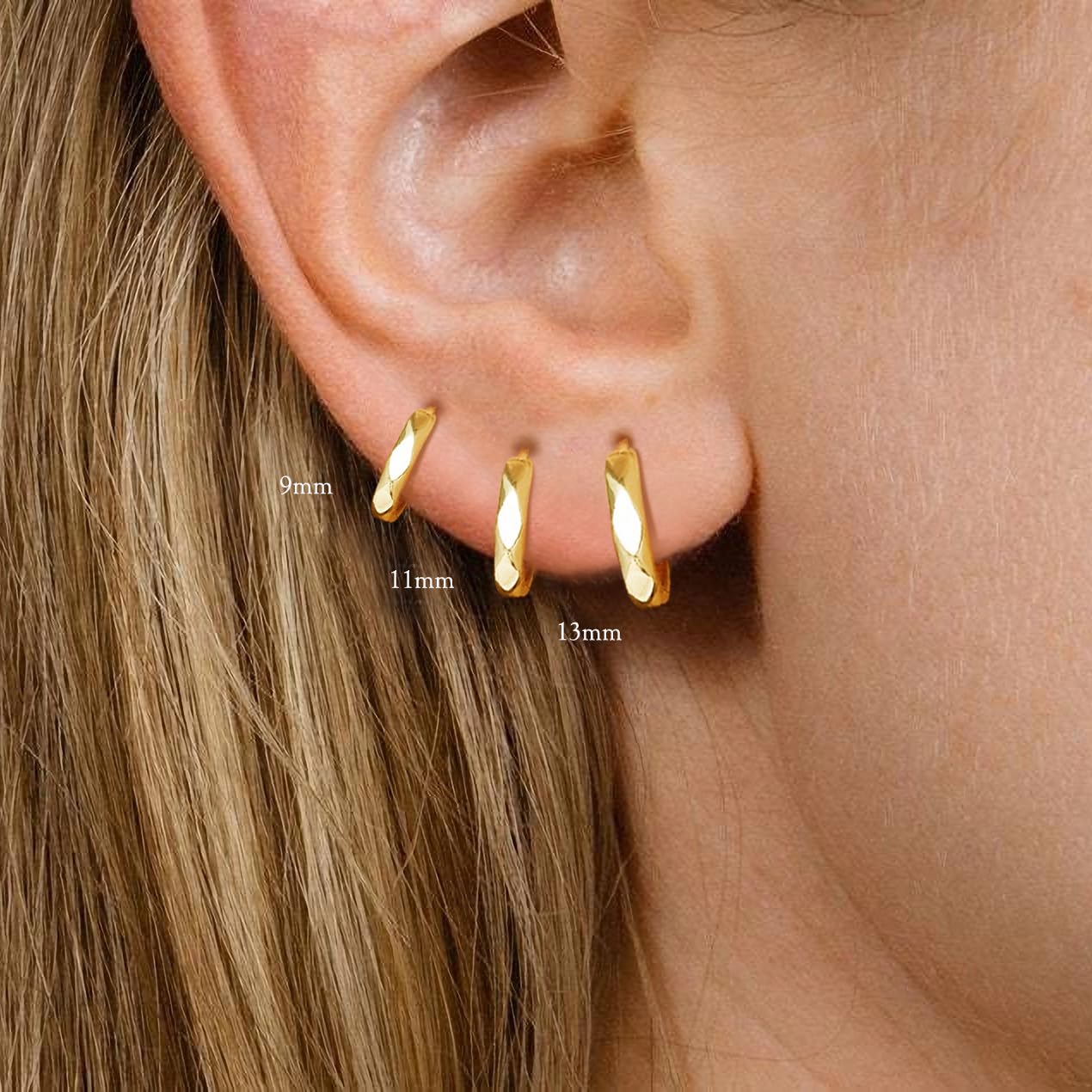 3 Pairs 925 Sterling Silver Hoop Earrings for Women | Hypoallergenic Sleeper & Huggie Earrings Set (9mm, 11mm, 13mm) | Round Silver Hoops for Multiple Piercings | Perfect for Everyday Wear, Parties & Gifts