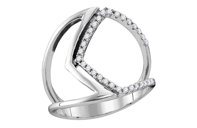 10K White Gold Diamond Women's Fashion Band Ring - 1/6 Cttw, Elegant Stackable Ring for Everyday Wear, Anniversary & Wedding Gift